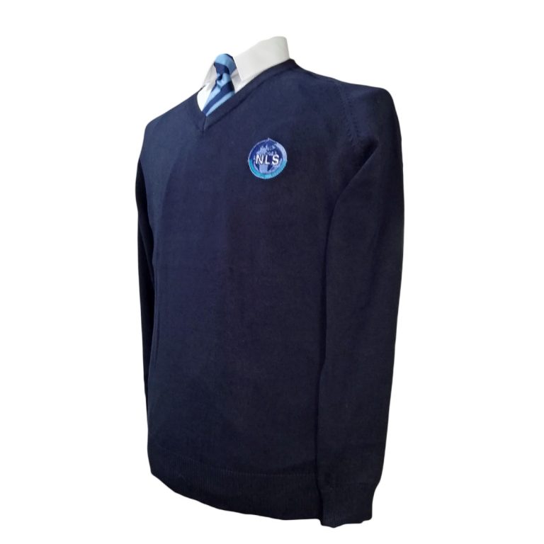 NLS Navy V-Neck School Jumper with embroidered logo – Stitch-Tech